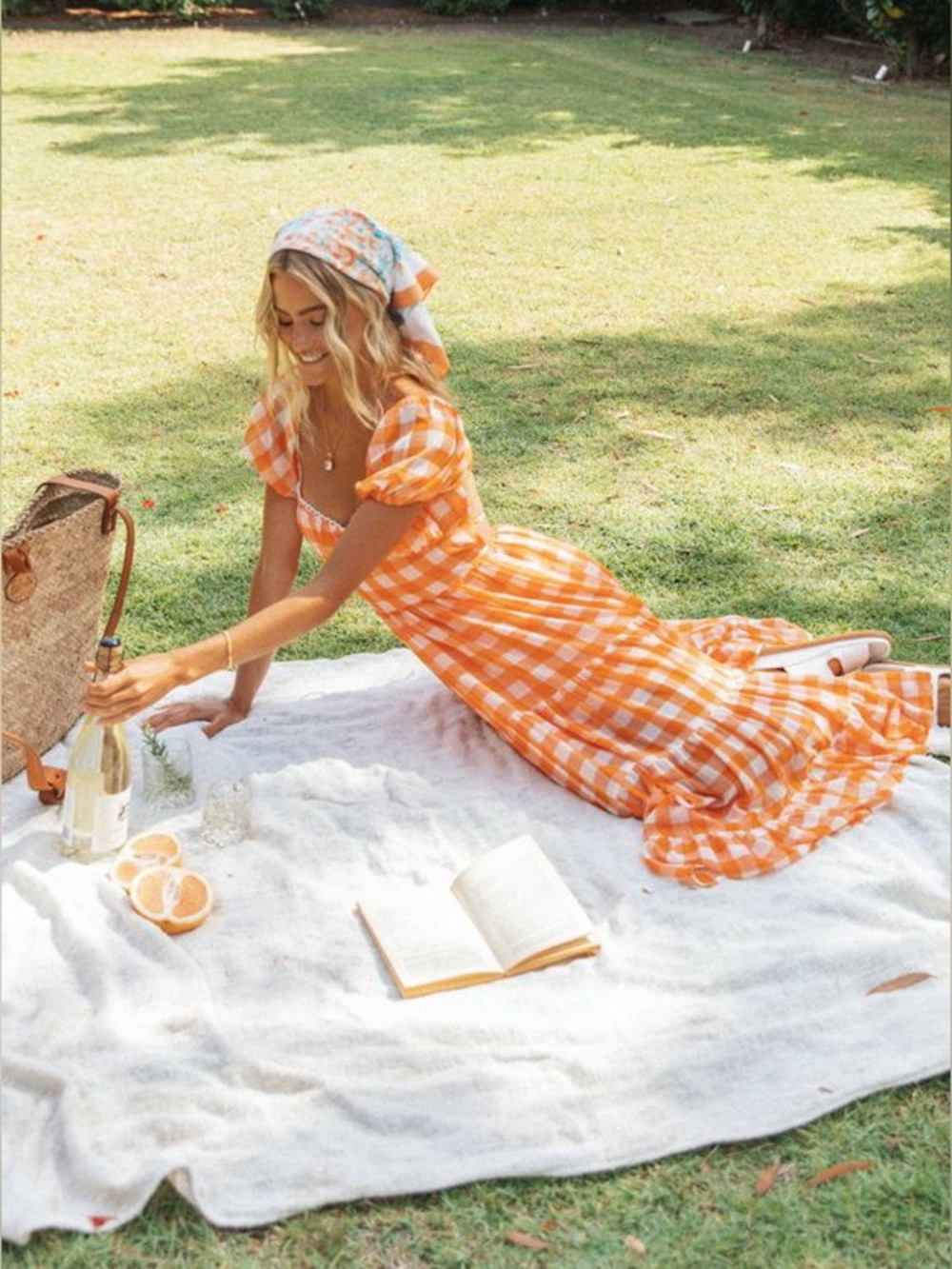 Peppermayo Orange Gingham Dress - Size 2 - Picture 5 of 14